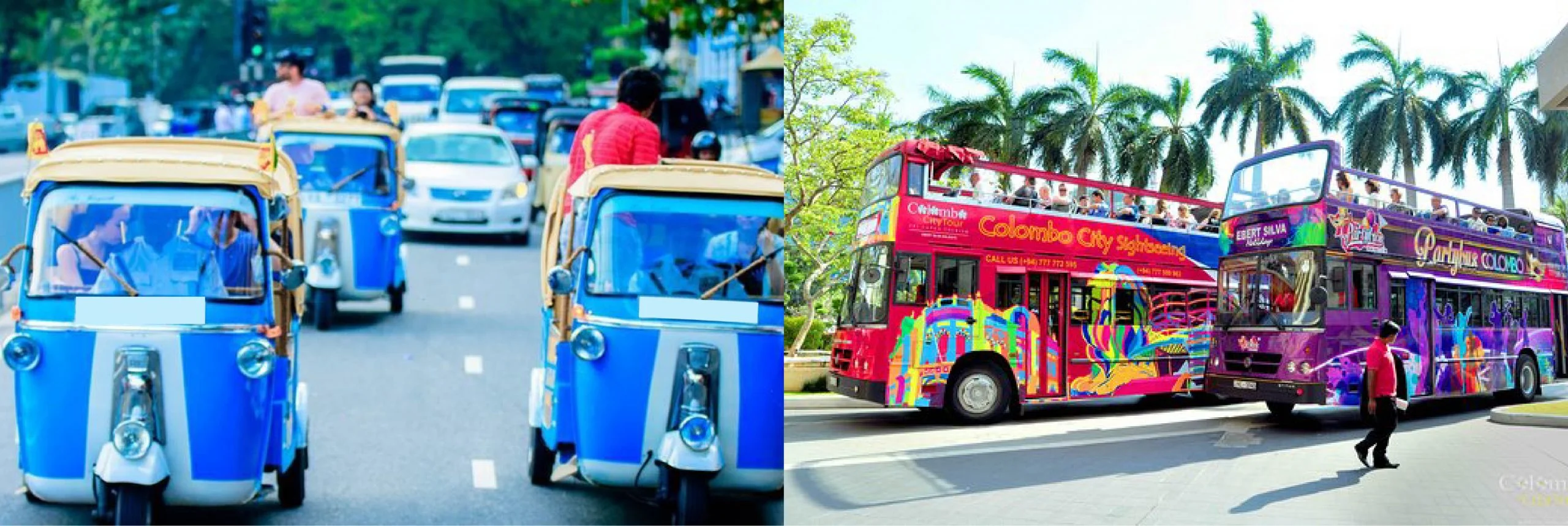 Open-top sightseeing bus tour discovering heritage landmarks in Colombo