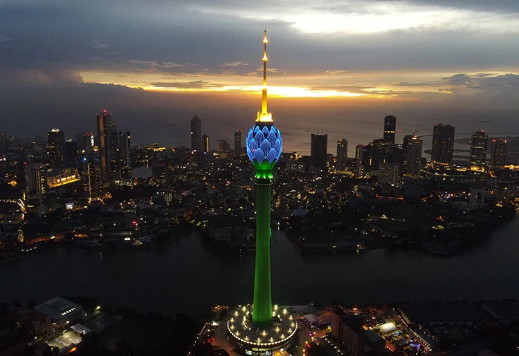 Modern Colombo skyline and Lotus Tower view