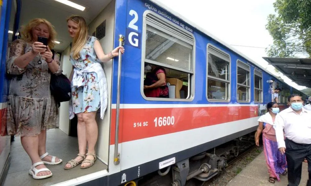 Ella Odyssey special tourist train traveling through the central hill country