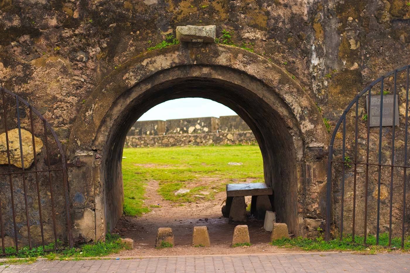 Colonial stone archways along the Galle Fort ramparts