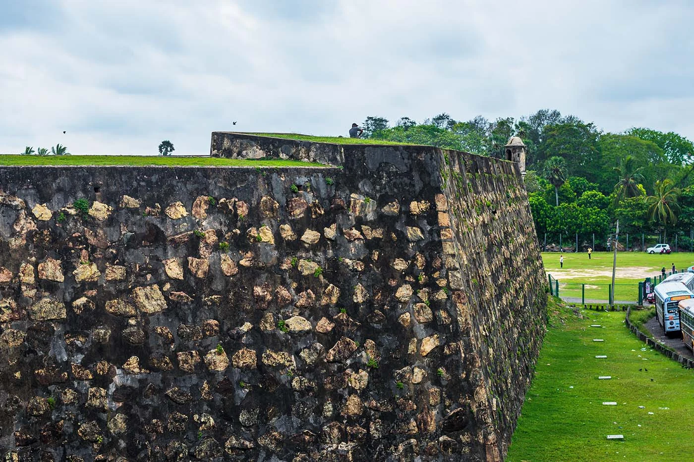 The massive stone ramparts of Galle Fort
