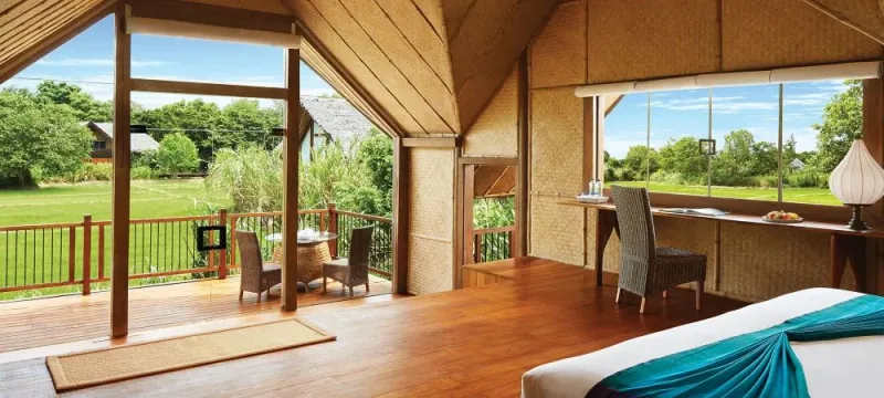 Jetwing Vil Uyana marsh dwelling overlooking wetlands in Sigiriya
