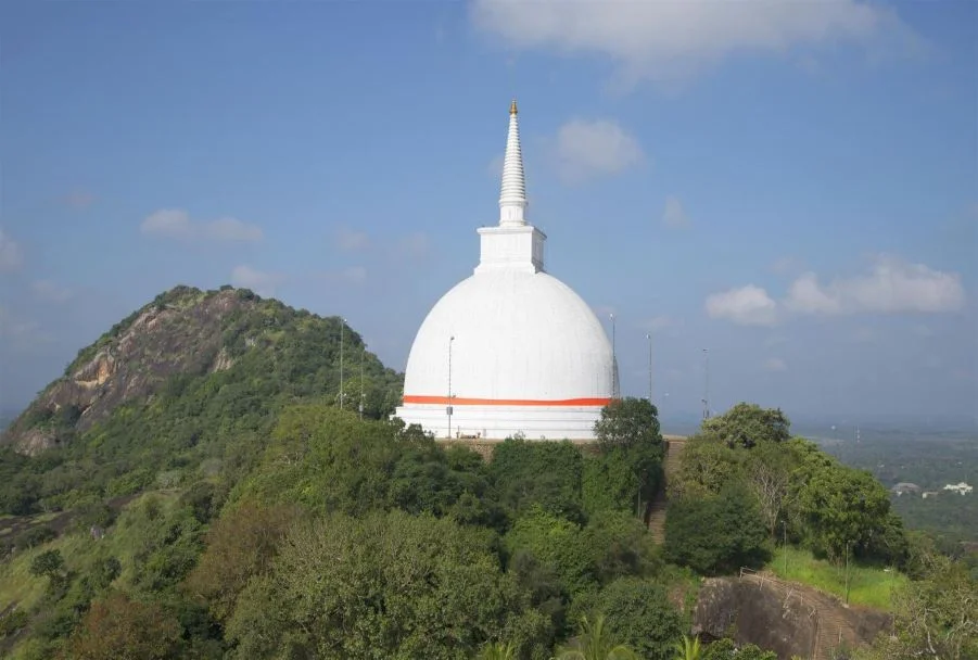Mihintale Maha Seya stupa crowning the rocky summit