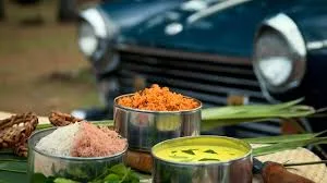 Traditional Sri Lankan rice and curry spread