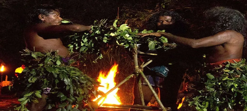 Vedda tribal elders conducting a sacred spiritual ritual and ceremony