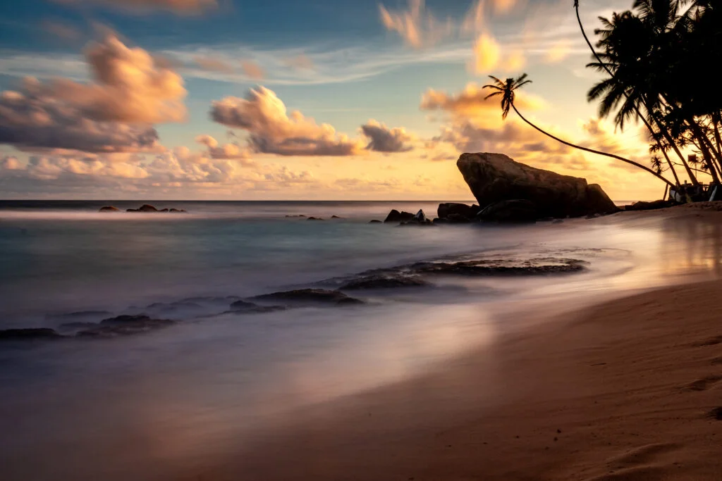 Wijaya Beach lagoon and scenic palm trees